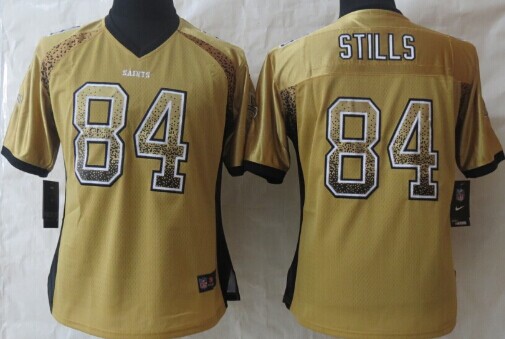 Nike New Orleans Saints #84 Kenny Stills 2013 Drift Fashion Gold Womens Jersey