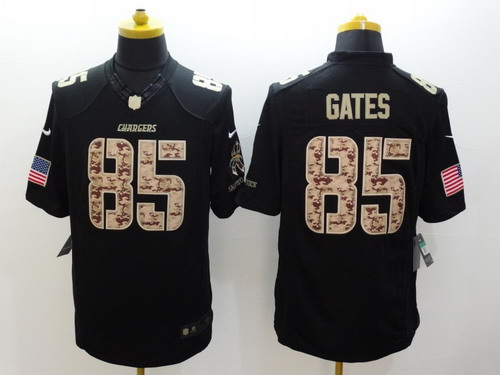 Nike San Diego Chargers #85 Antonio Gates Salute to Service Black Limited Jersey