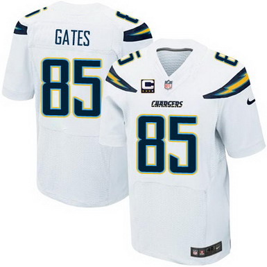 Nike San Diego Chargers #85 Antonio Gates 2013 White C Patch Elite Jersey