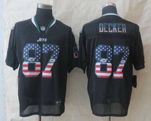 Nike New York Jets #87 Eric Decker 2014 USA Flag Fashion Black Elite Jersey
