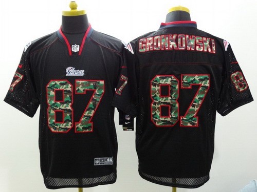Nike New England Patriots #87 Rob Gronkowski Black With Camo Elite Jersey