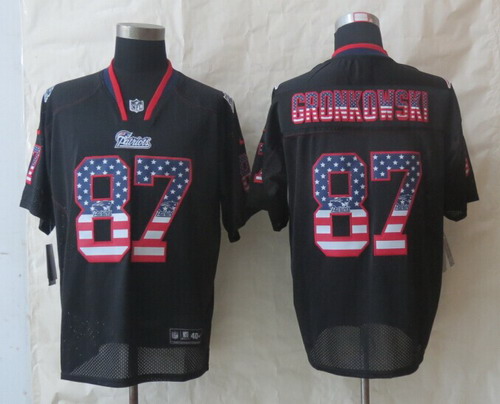 Nike New England Patriots #87 Rob Gronkowski 2014 USA Flag Fashion Black Elite Jersey