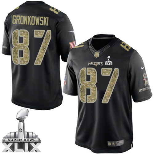 Nike New England Patriots #87 Rob Gronkowski 2015 Super Bowl XLIX Salute to Service Black Limited Jersey