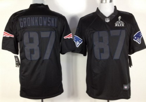 Nike New England Patriots #87 Rob Gronkowski 2015 Super Bowl XLIX Black Impact Limited Jersey