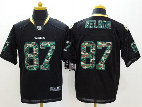 Nike Green Bay Packers #87 Jordy Nelson Black With Camo Elite Jersey