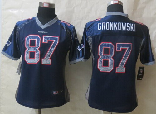 Nike New England Patriots #87 Rob Gronkowski 2013 Drift Fashion Blue Womens Jersey