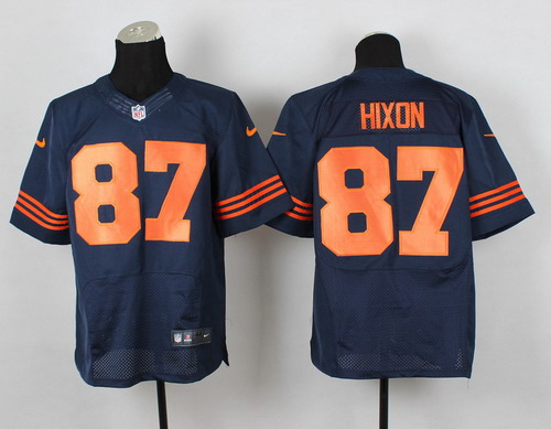 Nike Chicago Bears #87 Domenik Hixon Blue With Orange Elite Jersey