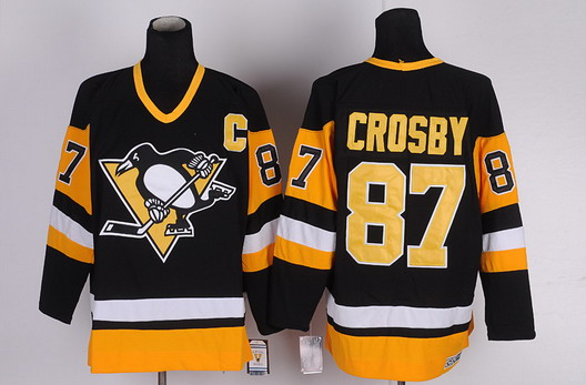 Pittsburgh Penguins #87 Sidney Crosby Black Throwback CCM Jersey