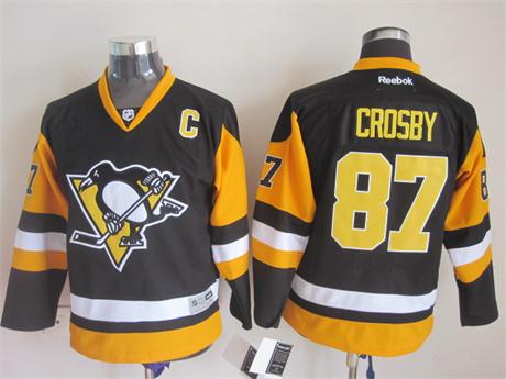 Pittsburgh Penguins #87 Sidney Crosby Black Third Kids Jersey