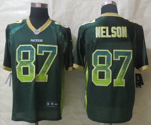 Nike Green Bay Packers #87 Jordy Nelson 2013 Drift Fashion Green Elite Jersey