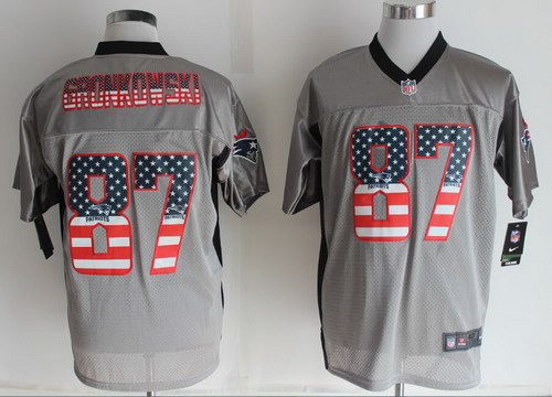 Nike New England Patriots #87 Rob Gronkowski 2014 USA Flag Fashion Gray Elite Jersey
