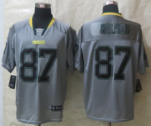 Nike Green Bay Packers #87 Jordy Nelson Lights Out Gray Elite Jersey