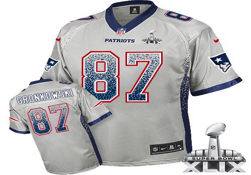 Nike New England Patriots #87 Rob Gronkowski 2015 Super Bowl XLIX 2013 Drift Fashion Gray Elite Jersey