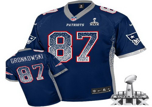 Nike New England Patriots #87 Rob Gronkowski 2015 Super Bowl XLIX 2013 Drift Fashion Blue Elite Jersey