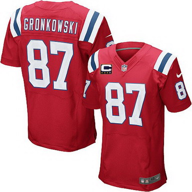 Nike New England Patriots #87 Rob Gronkowski Red C Patch Elite Jersey