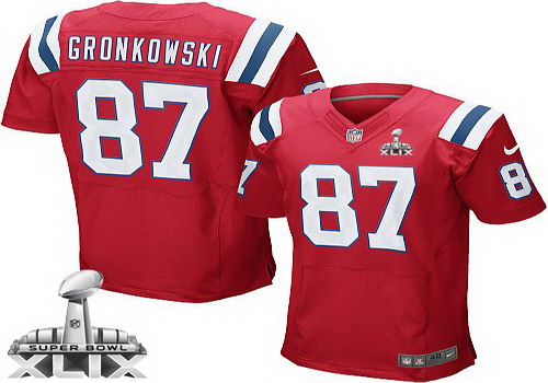 Nike New England Patriots #87 Rob Gronkowski 2015 Super Bowl XLIX Red Elite Jersey