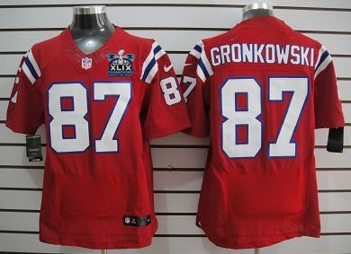 Nike New England Patriots #87 Rob Gronkowski 2015 Super Bowl XLIX Championship Red Elite Jersey