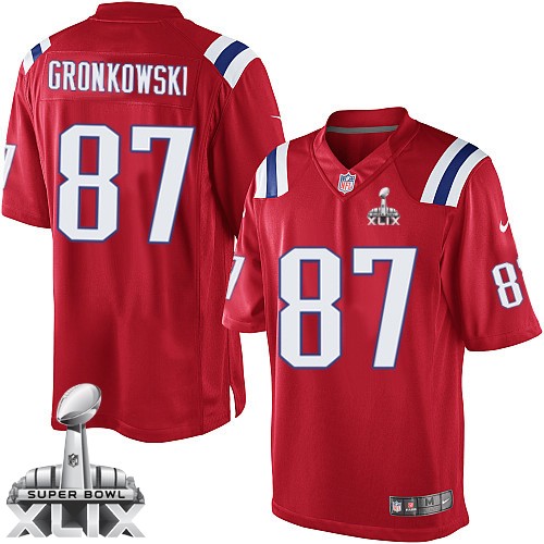 Nike New England Patriots #87 Rob Gronkowski 2015 Super Bowl XLIX Red Game Kids Jersey