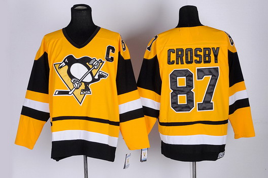 Pittsburgh Penguins #87 Sidney Crosby Yellow Throwback CCM Jersey