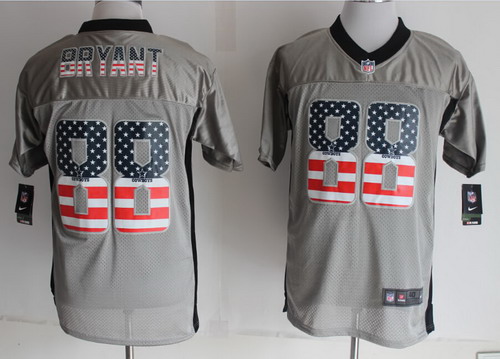 Nike Dallas Cowboys #88 Dez Bryant 2014 USA Flag Fashion Gray Elite Jersey