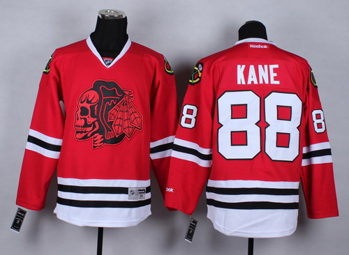 Chicago Blackhawks #88 Patrick Kane Red With Red Skulls Jersey
