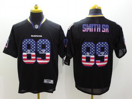 Nike Baltimore Ravens #89 Steve Smith Sr 2014 USA Flag Fashion Black Elite Jersey