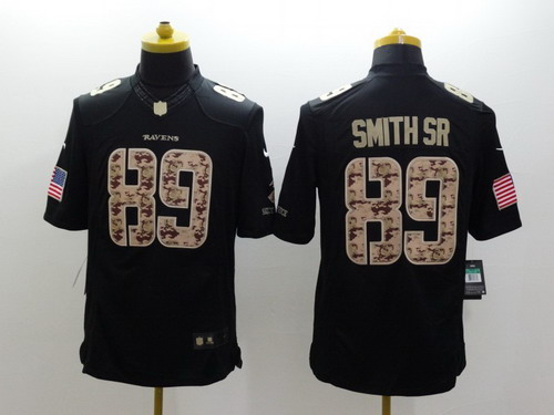 Nike Baltimore Ravens #89 Steve Smith Sr Salute to Service Black Limited Jersey