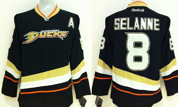 Anaheim Ducks #8 Teemu Selanne Black Jersey