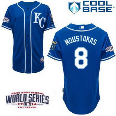 Kansas City Royals #8 Mike Moustakas 2014 World Series 2014 Blue Jersey
