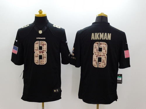 Nike Dallas Cowboys #8 Troy Aikman Salute to Service Black Limited Jersey
