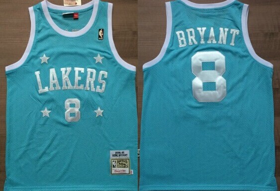 Los Angeles Lakers #8 Kobe Bryant Light Blue With Star Swingman Throwback Jersey