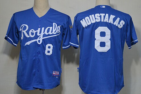 Kansas City Royals #8 Mike Moustakas Navy Blue Jersey