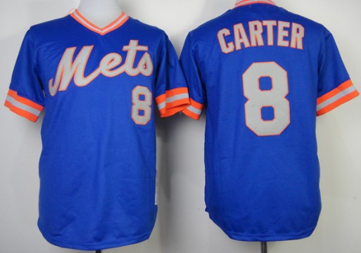 New York Mets #8 Gary Carter 1983 Blue Throwback Jersey