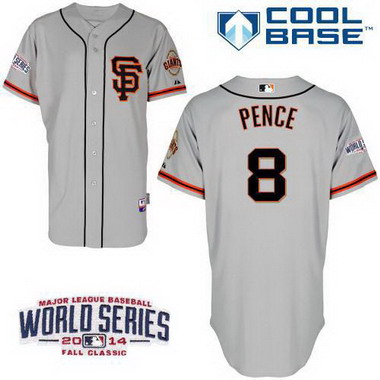 San Francisco Giants #8 Hunter Pence 2014 World Series Gray SF Edition Jersey