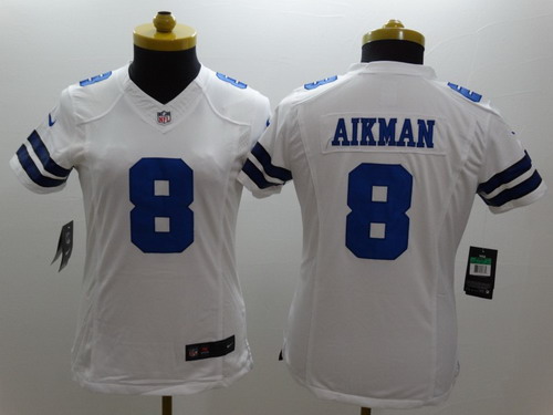 Nike Dallas Cowboys #8 Troy Aikman White Limited Womens Jersey