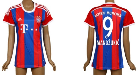 2014/15 Bayern Munchen #9 Mandzukic Home Soccer AAA+ T-Shirt_Womens