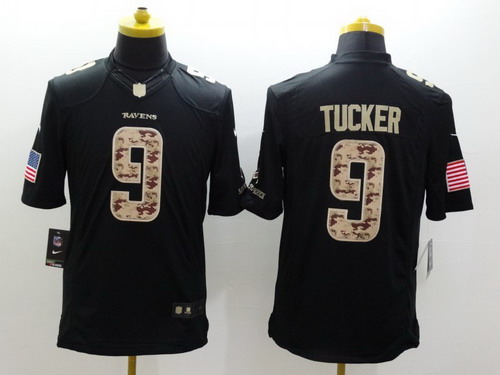 Nike Baltimore Ravens #9 Justin Tucker Salute to Service Black Limited Jersey