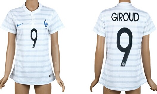 2014 World Cup France #9 Giroud Away Soccer AAA+ T-Shirt_Womens