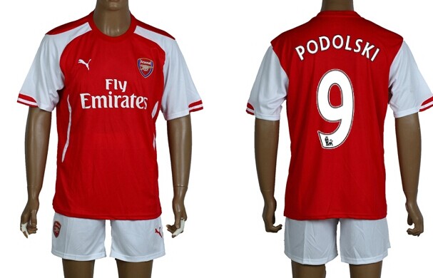 2014/15 Arsenal FC #9 Podolski Home Soccer Shirt Kit