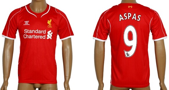 2014/15 Liverpool FC #9 Aspas Home Soccer AAA+ T-Shirt