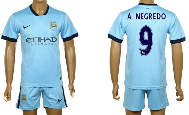 2014/15 Manchester City #9 A.Negredo Home Soccer Shirt Kit