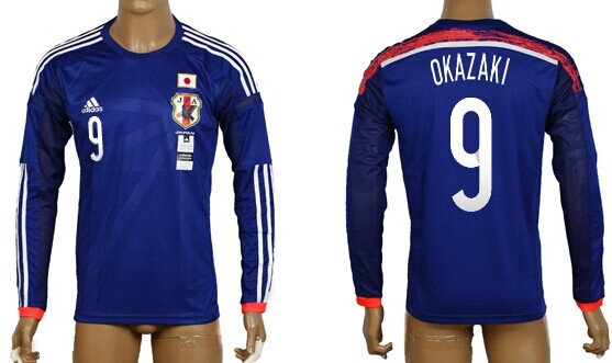 2014 World Cup Japan #9 Okazaki Home Soccer Long Sleeve AAA+ T-Shirt
