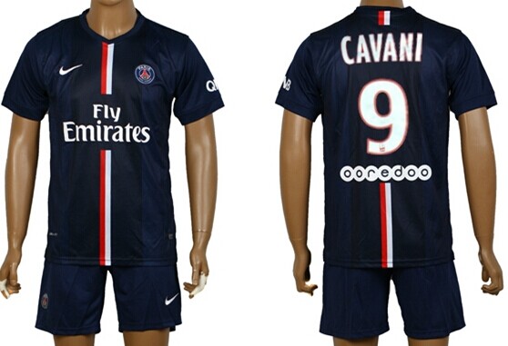 2014/15 Paris Saint-Germain #9 Cavani Home Soccer Shirt Kit