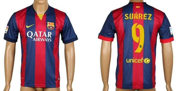 2014/15 FC Bacelona #9 Suarez Home Soccer AAA+ T-Shirt