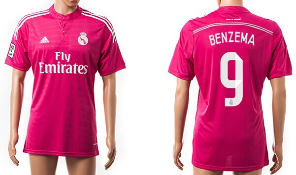 2014/15 Real Madrid #9 Benzema Away Pink Soccer AAA+ T-Shirt