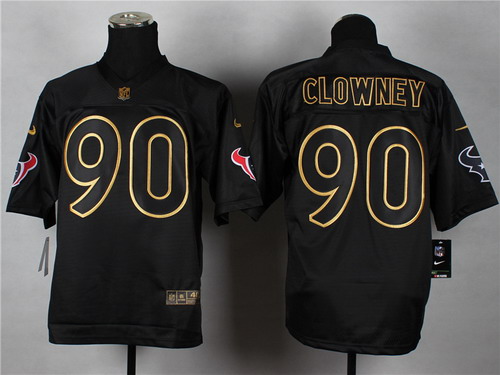 Nike Houston Texans #90 Jadeveon Clowney 2014 All Black/Gold Elite Jersey