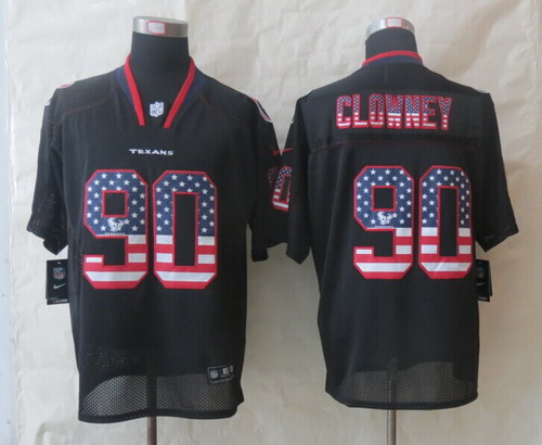 Nike Houston Texans #90 Jadeveon Clowney 2014 USA Flag Fashion Black Elite Jersey