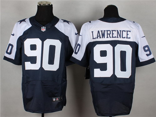 Nike Dallas Cowboys #90 Demarcus Lawrence Blue Thanksgiving Elite Jersey