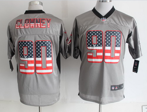 Nike Houston Texans #90 Jadeveon Clowney 2014 USA Flag Fashion Gray Elite Jersey