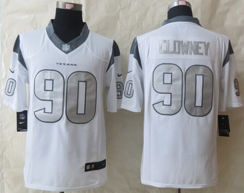 Nike Houston Texans #90 Jadeveon Clowney Platinum White Limited Jersey
